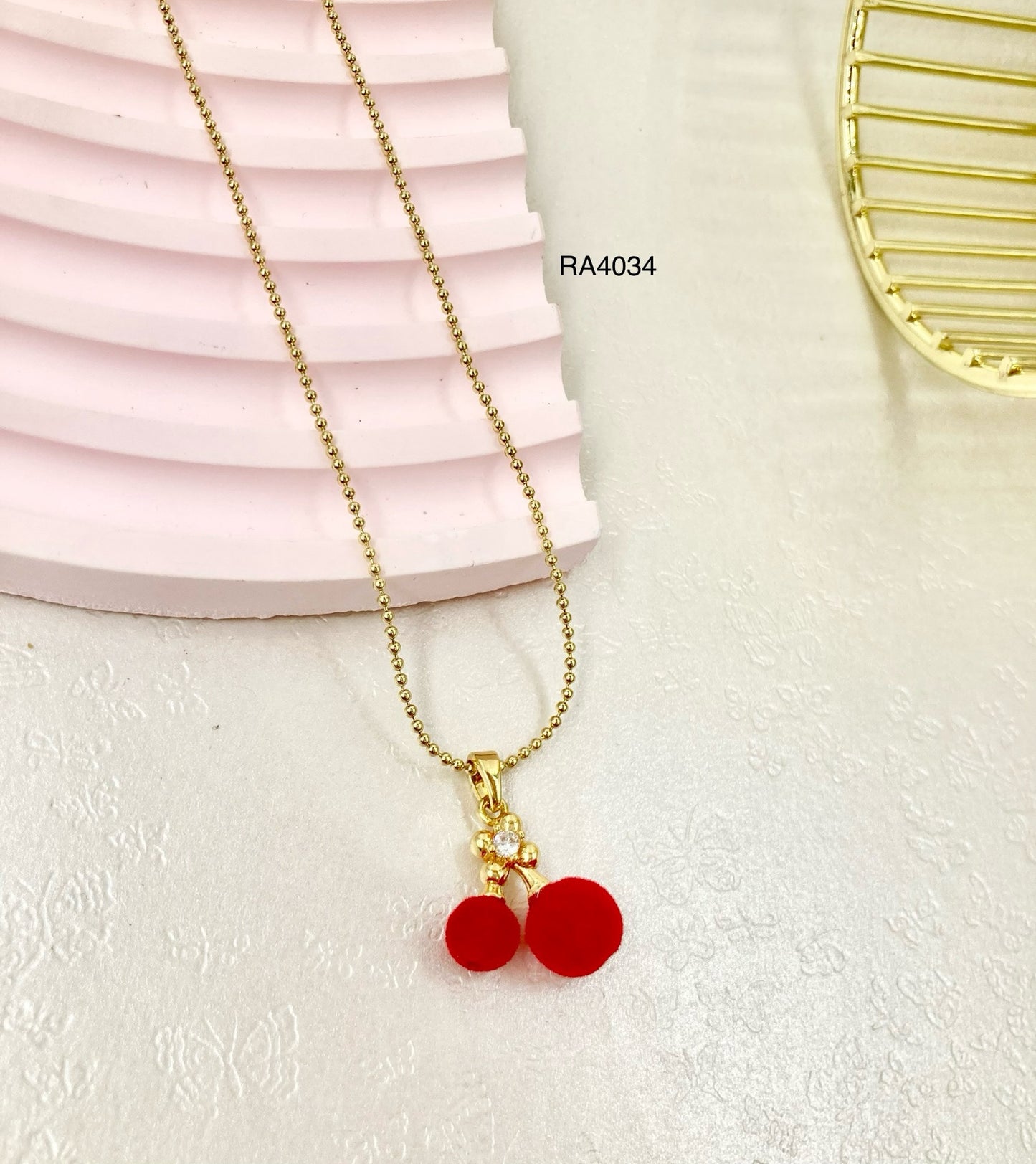 RA4034 - DIJE RODIO CEREZA CON CADENA