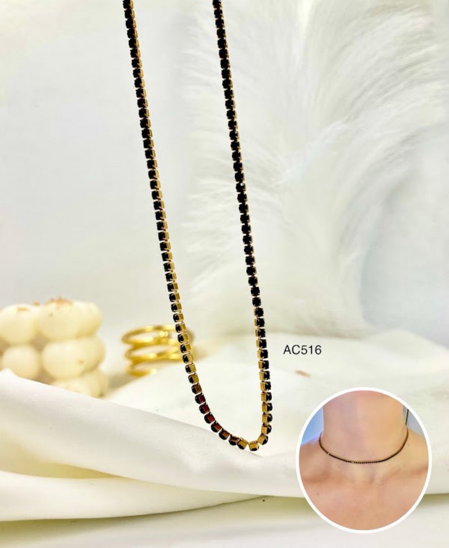 AC516 - CHOKER CIRCONES NEGROS ACERO