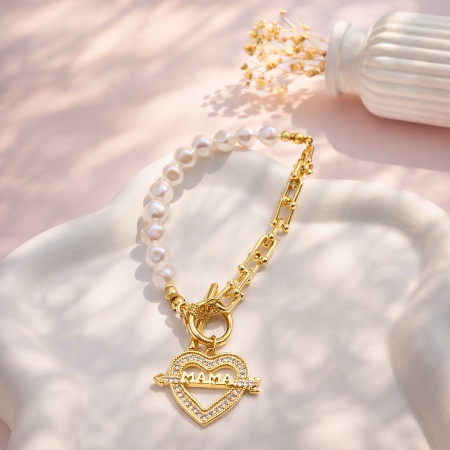 RA5835 - PULSERA RODIO MAMÁ TEGIDO TIFANY