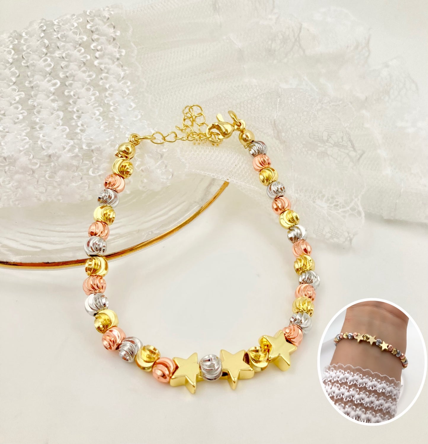 RA6408 - PULSERA EN RODIO 3 OROS