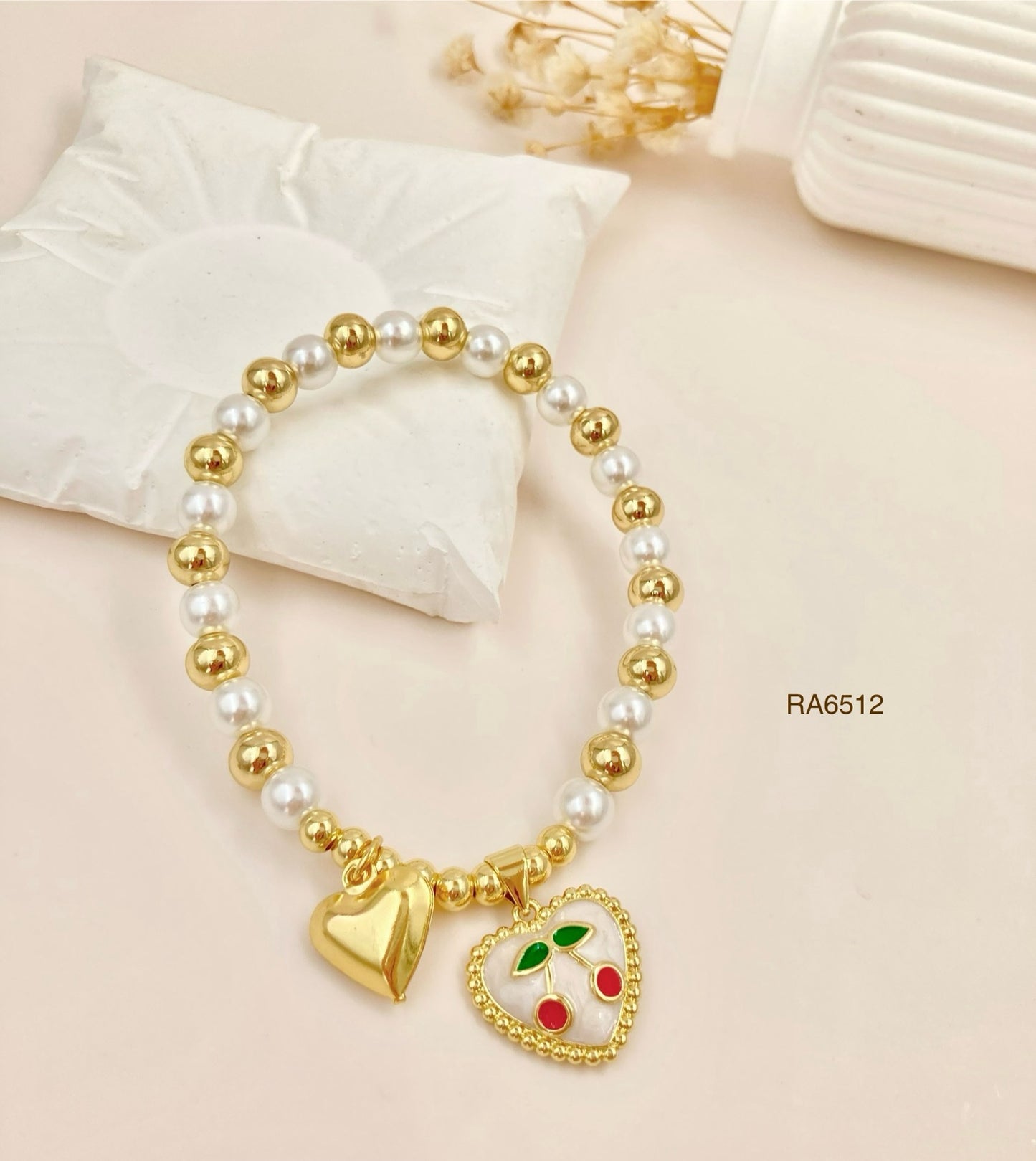 RA6512 - PULSERA DIJE COLGANTE CEREZA RODIO
