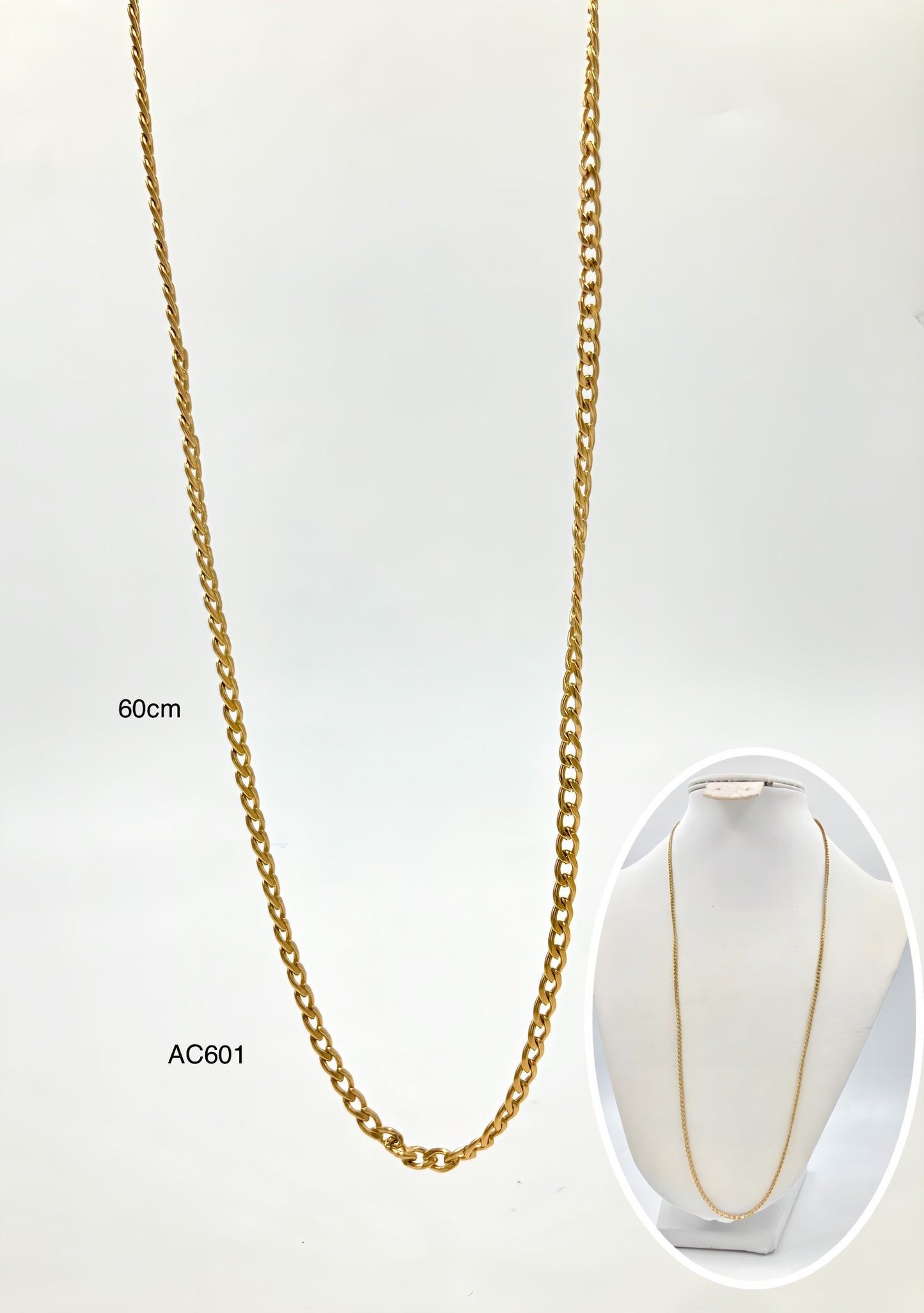 AC601 - CADENA CUBANA EN ACERO DELGADA 60CM