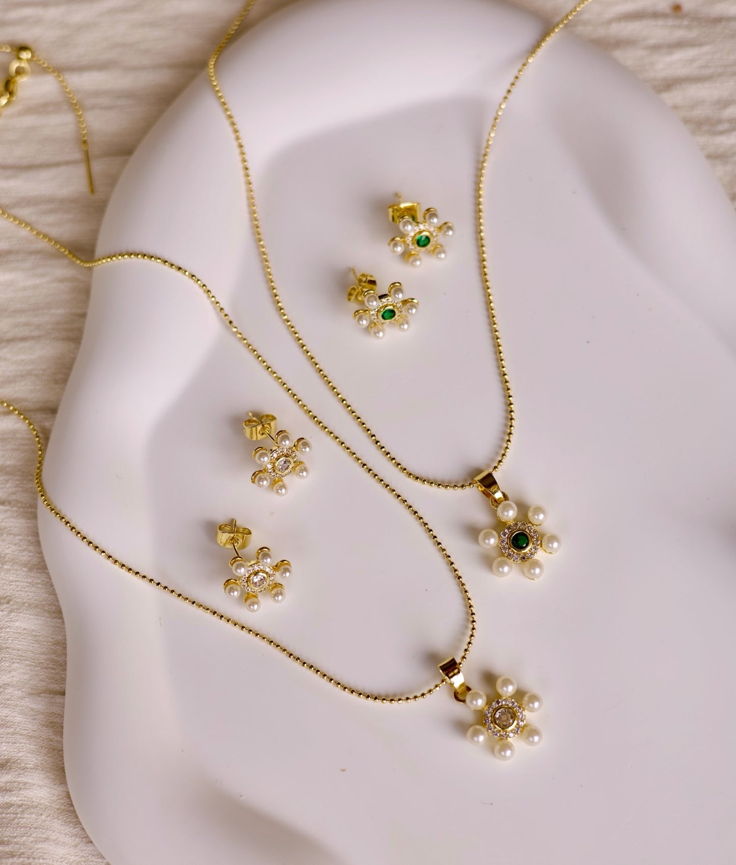 RA4349 - JUEGO EN RODIO PIEDRA VERDE