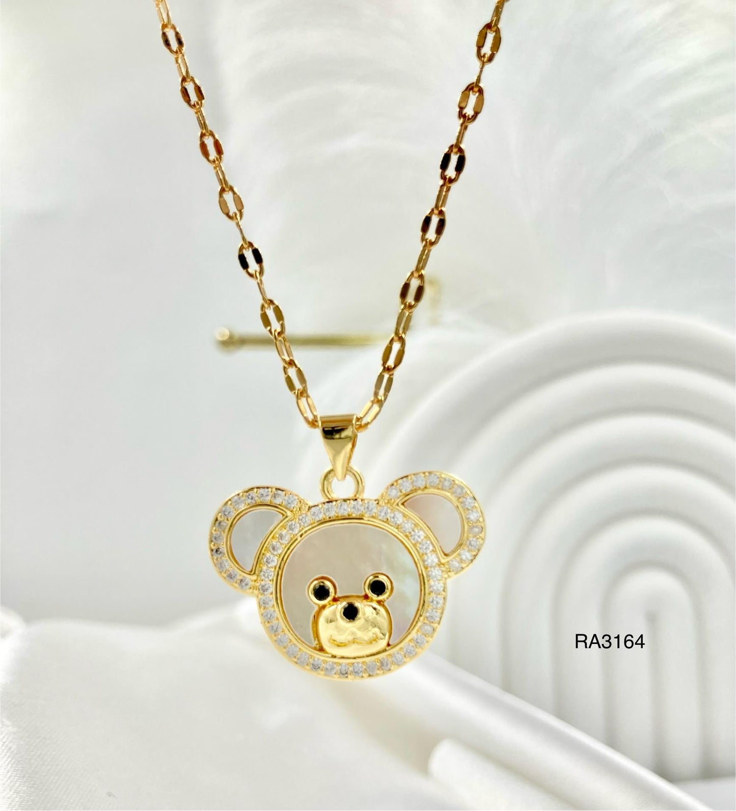 RA3164 - DIJE OSO DORADO RODIO CON CADENA
