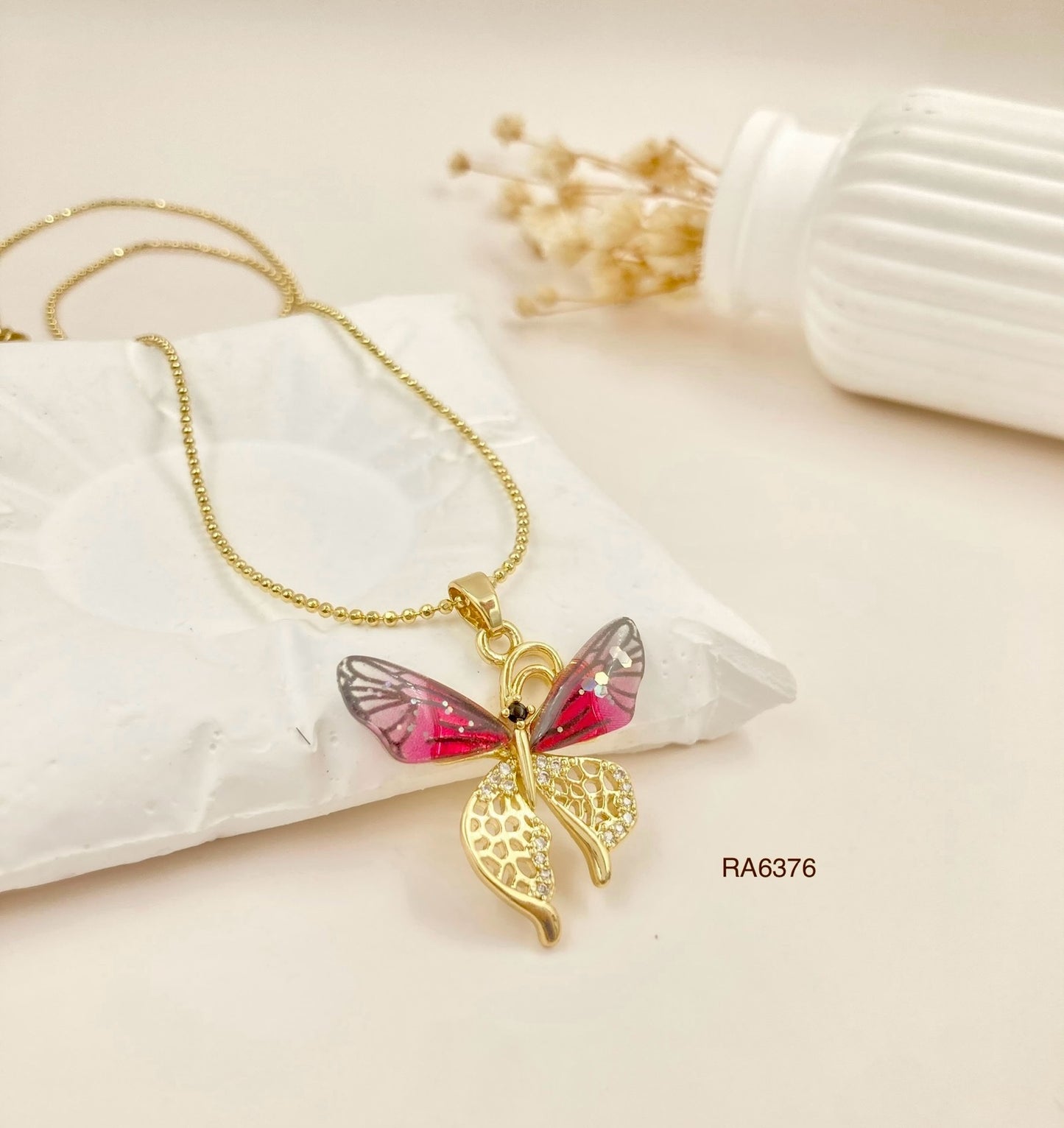 RA6376 - DIJE MARIPOSA CON CADENA RODIO