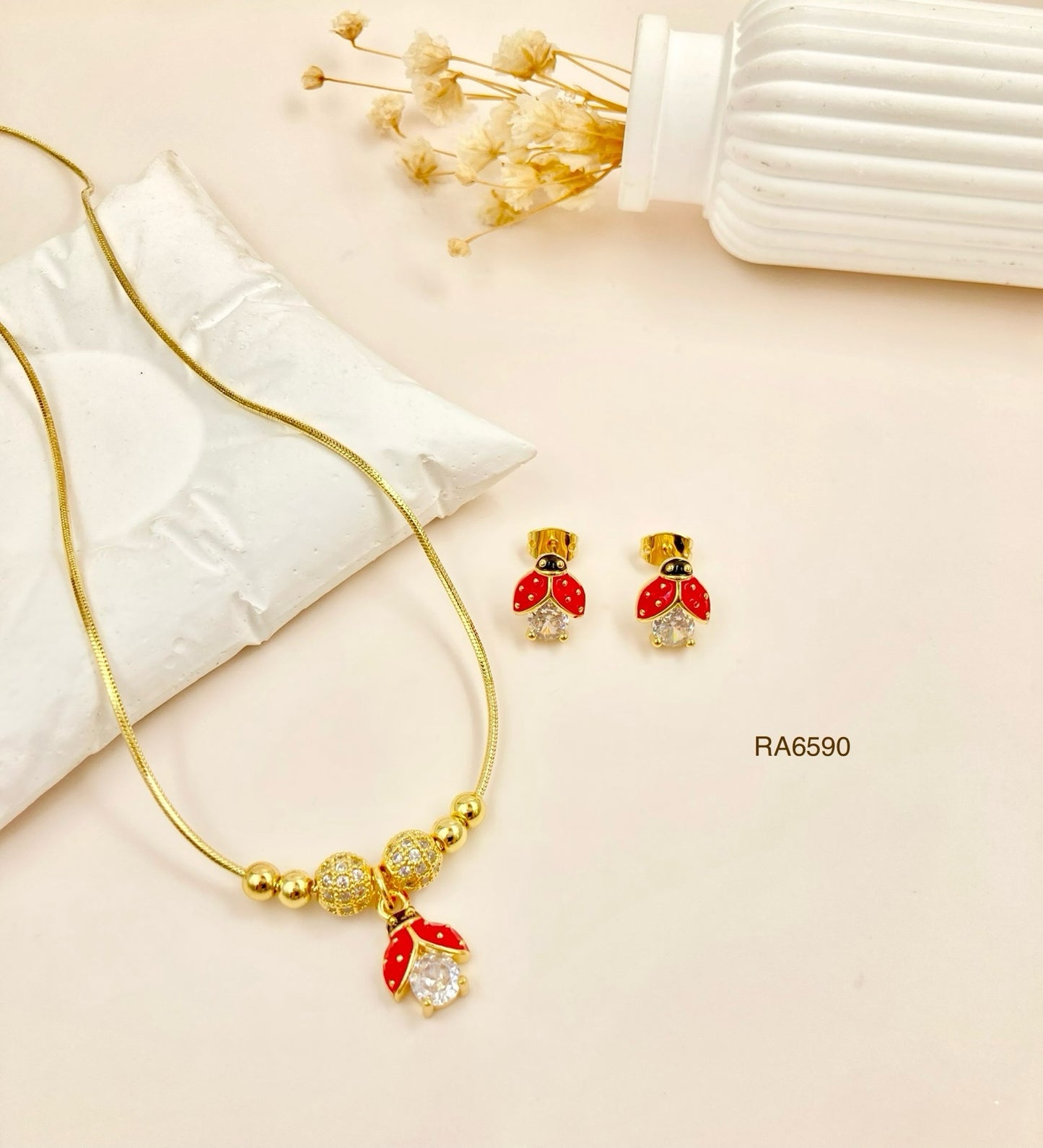 RA6590 - SET ARETES Y COLLAR RODIO
