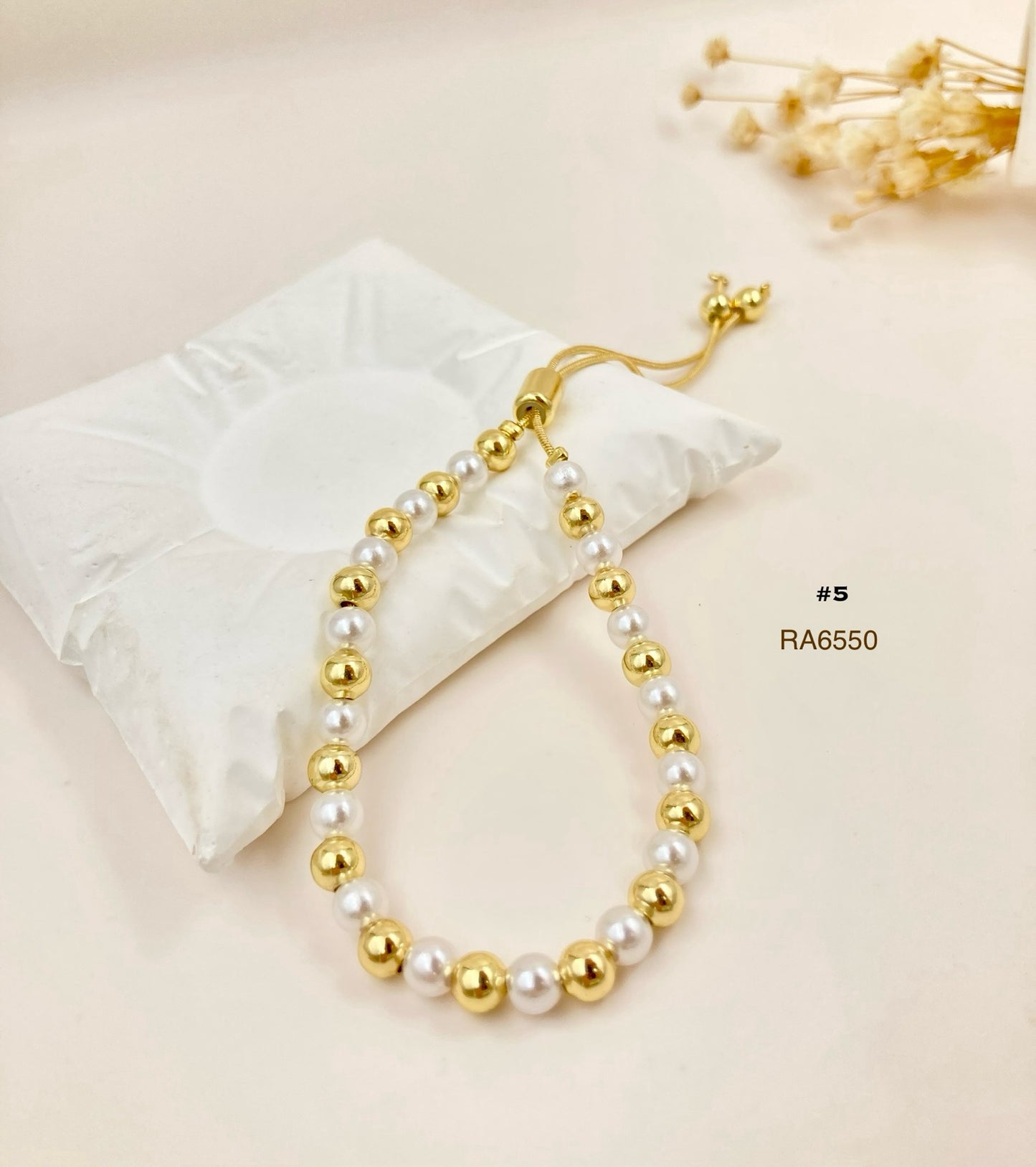 RA6550 - PULSERA BALÍN LISO #5 RODIO