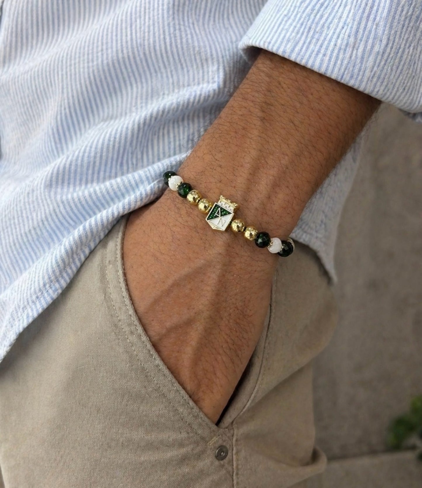 RA5957 - PULSERA EN RODIO CON MURANO NACIONAL