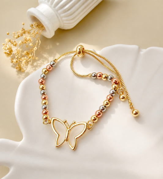 RA6704 - PULSERA EN RODIO TRES OROS