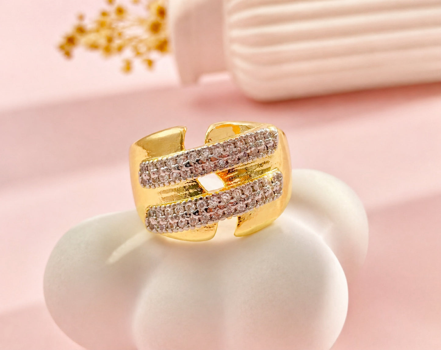 RA7076 - ANILLO RODIO BICOLOR