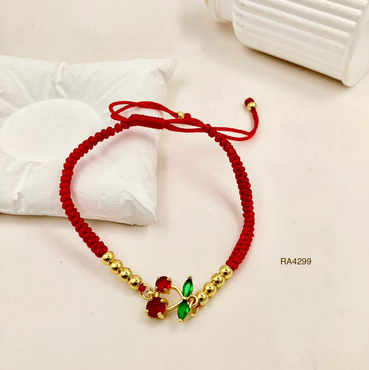 RA4299 - PULSERA CEREZA HILO ROJO RODIO