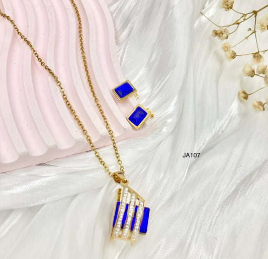 JA107 - JUEGO EN ACERO PIEDRA AZUL