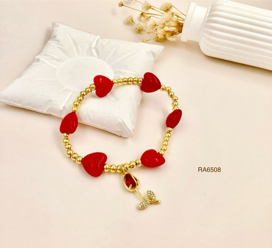 RA6508 - PULSERA TULIPÁN CORAZONES RODIO