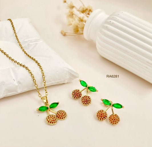 RA6281 - JUEGO CEREZA MICROCIRCONES RODIO