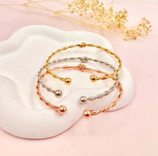 RA5217 - TRIO DE PULSERAS TRES TONOS EN RODIO