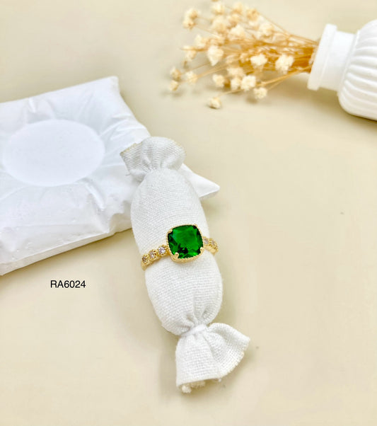 RA6024 - ANILLO CIRCON VERDE RODIO