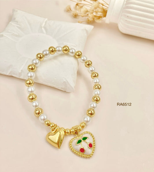 RA6512 - PULSERA DIJE COLGANTE CEREZA RODIO