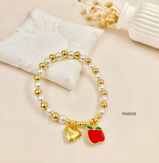 RA6509 - PULSERA DIJE COLGANTE MANZANA RODIO