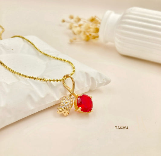RA6354 - DIJE TULIPÁN CON CADENA RODIO