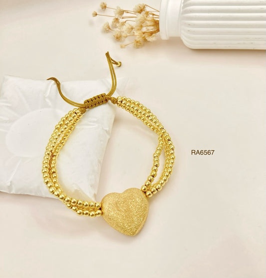 RA6567 - PULSERA DIJE CORAZÓN DORADO RODIO