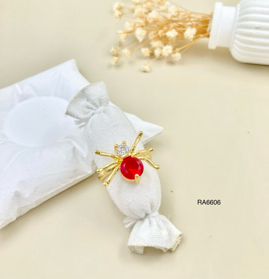 RA6606 - ANILLO ARAÑA ROJA RODIO