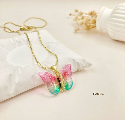 RA6384 - DIJE MARIPOSA CON CADENA RODIO