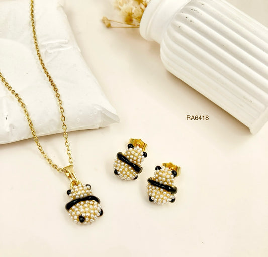 RA6418 - JUEGO DE OSO PANDA EN RODIO