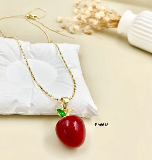 RA6613 - DIJE MANZANA CON CADENA RODIO