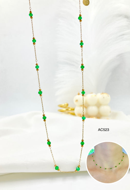 AC523 - CHOKER MURANO VERDE ACERO
