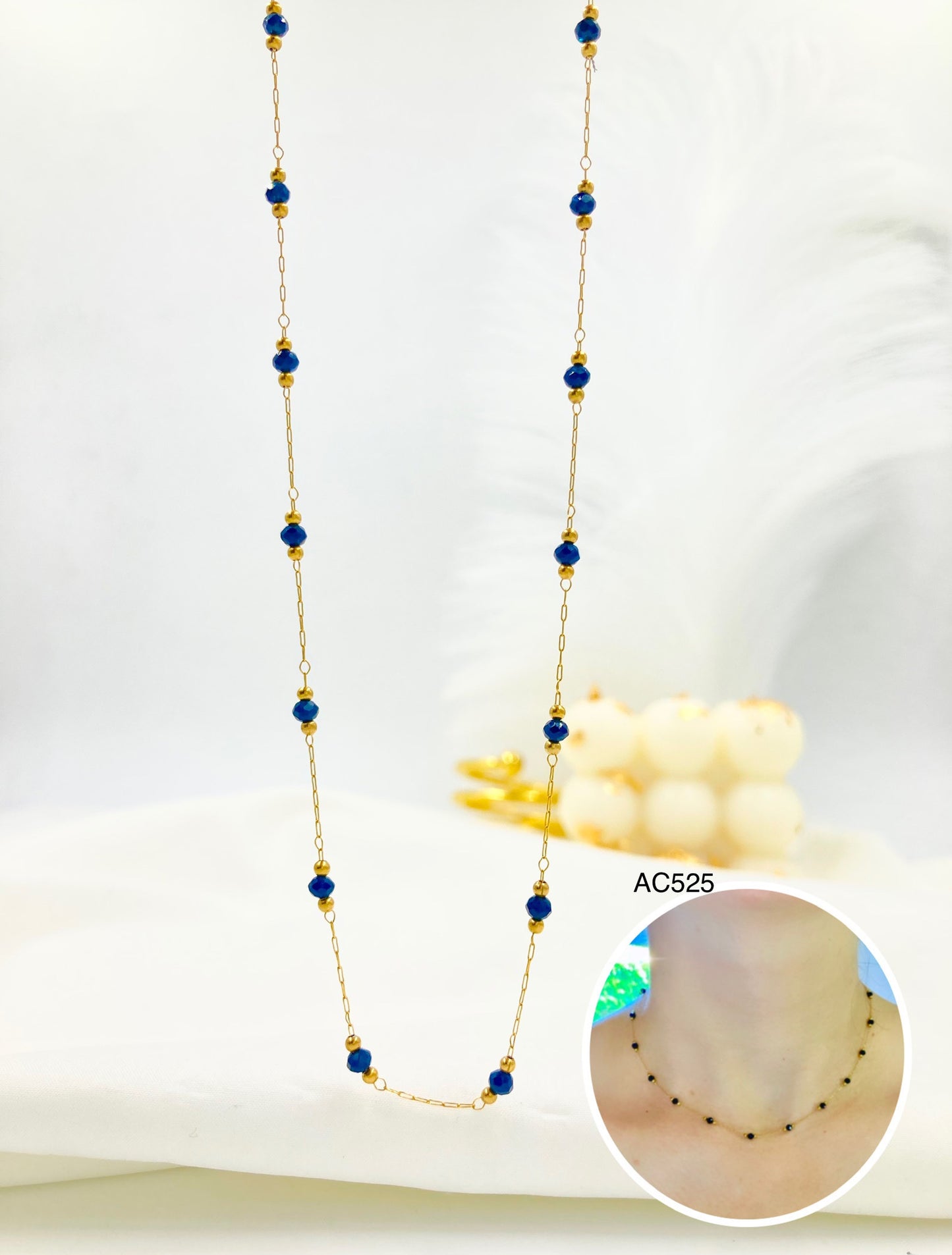 AC525 - CHOKER MURANO AZUL ACERO