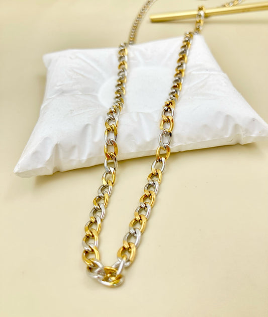 AC1056 - CADENA CUBANA BICOLOR 60CM EN DELGADA