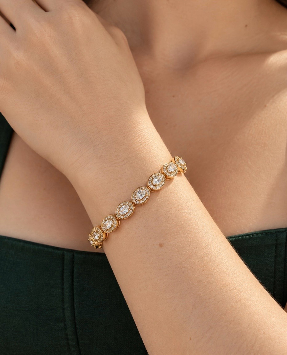 RA7532 - PULSERA EN RODIO ESPECIAL PIEDRAS