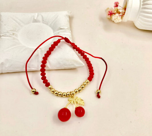 RA4245 - PULSERA ROJA DIJE CEREZA RODIO