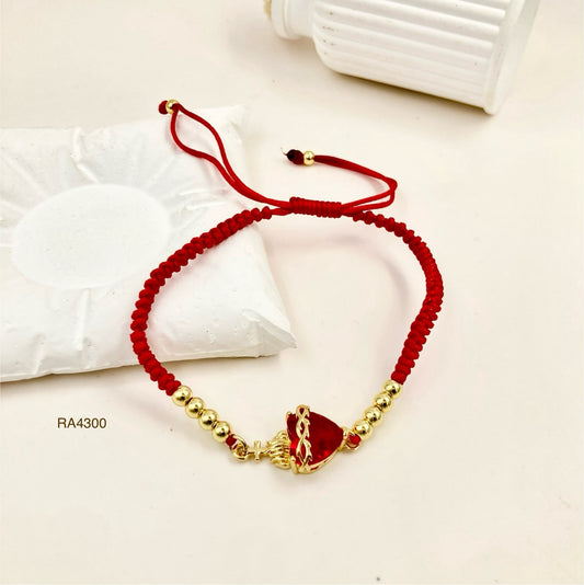 RA4300 - PULSERA CORAZÓN HILO ROJO RODIO