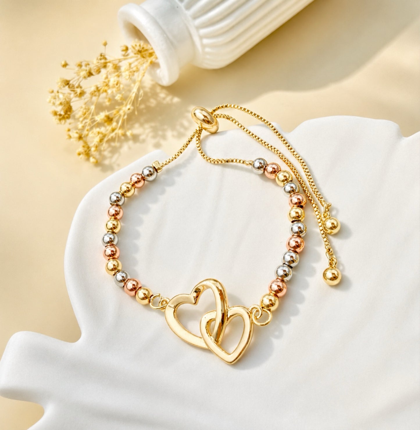 RA6705 - PULSERA EN RODIO TRES OROS