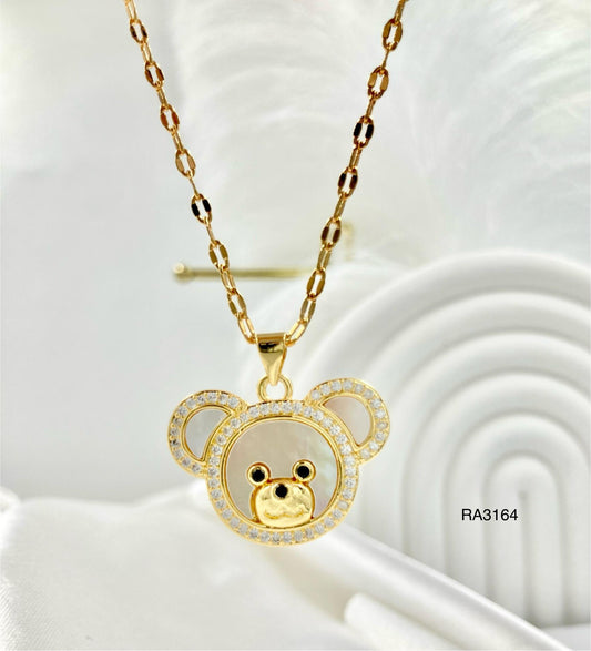 RA3164 - DIJE OSO DORADO RODIO CON CADENA