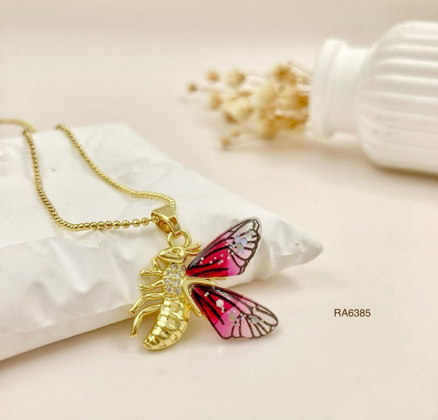 RA6385 - DIJE MARIPOSA CON CADENA RODIO