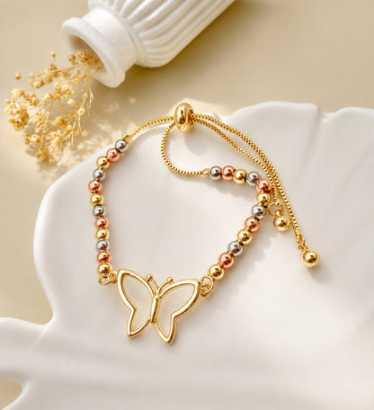RA6704 - PULSERA EN RODIO TRES OROS