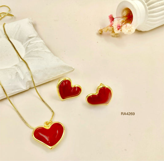 RA4269 - JUEGO CORAZÓN ROJO RODIO