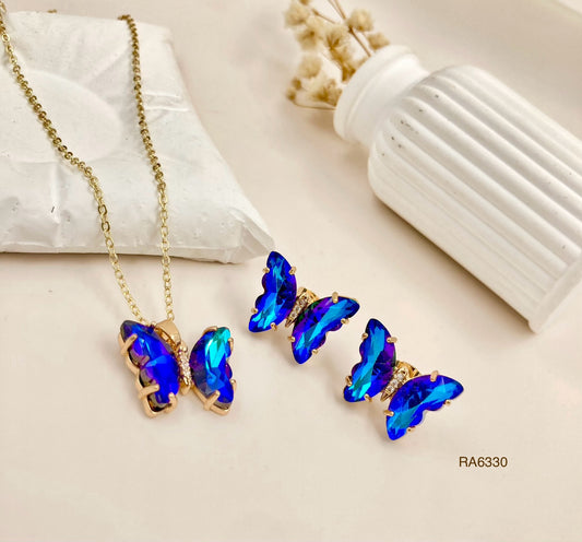 RA6330 - JUEGO MARIPOSA AZUL RODIO