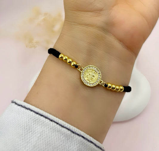 PULSERA NEGRA SAN BENITO EN RODIO