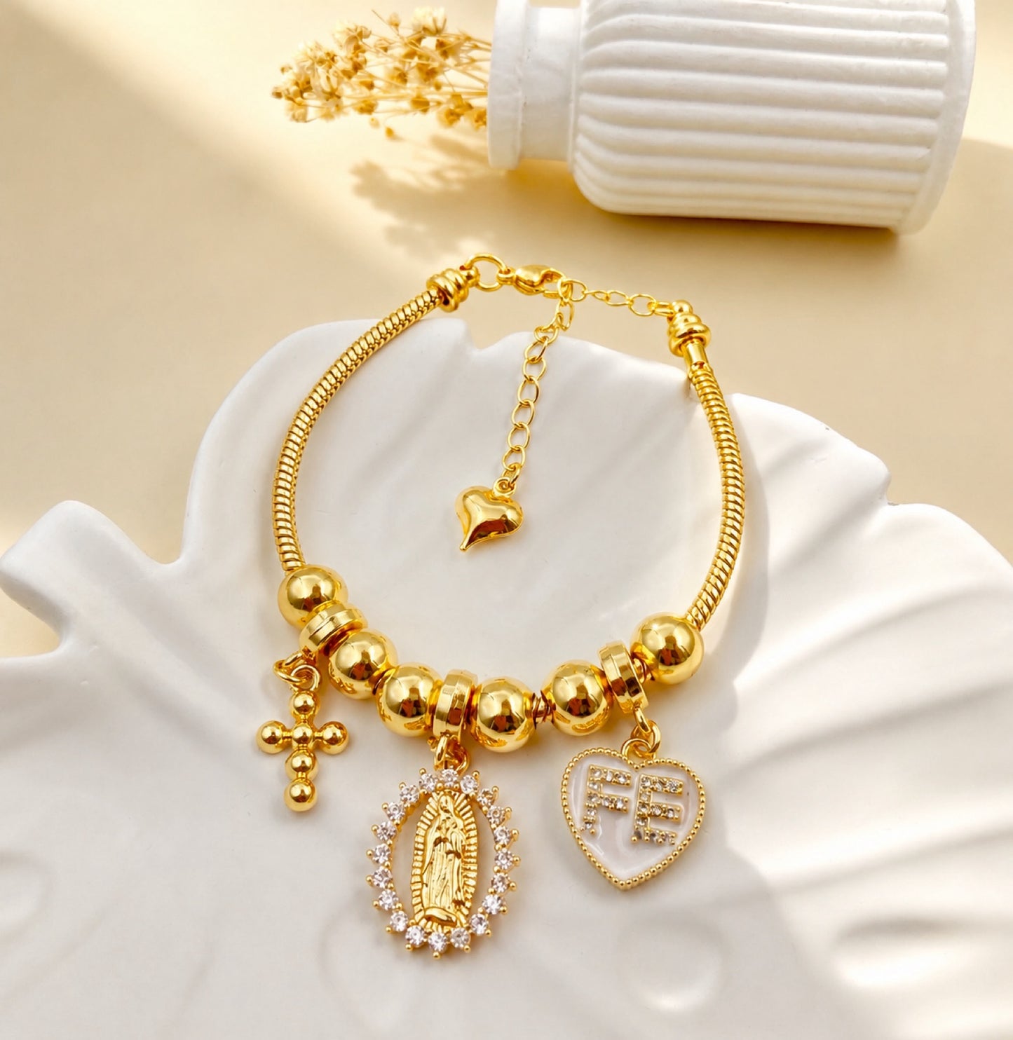 RA7083 - PULSERA RODIO DIJES COLGANTES