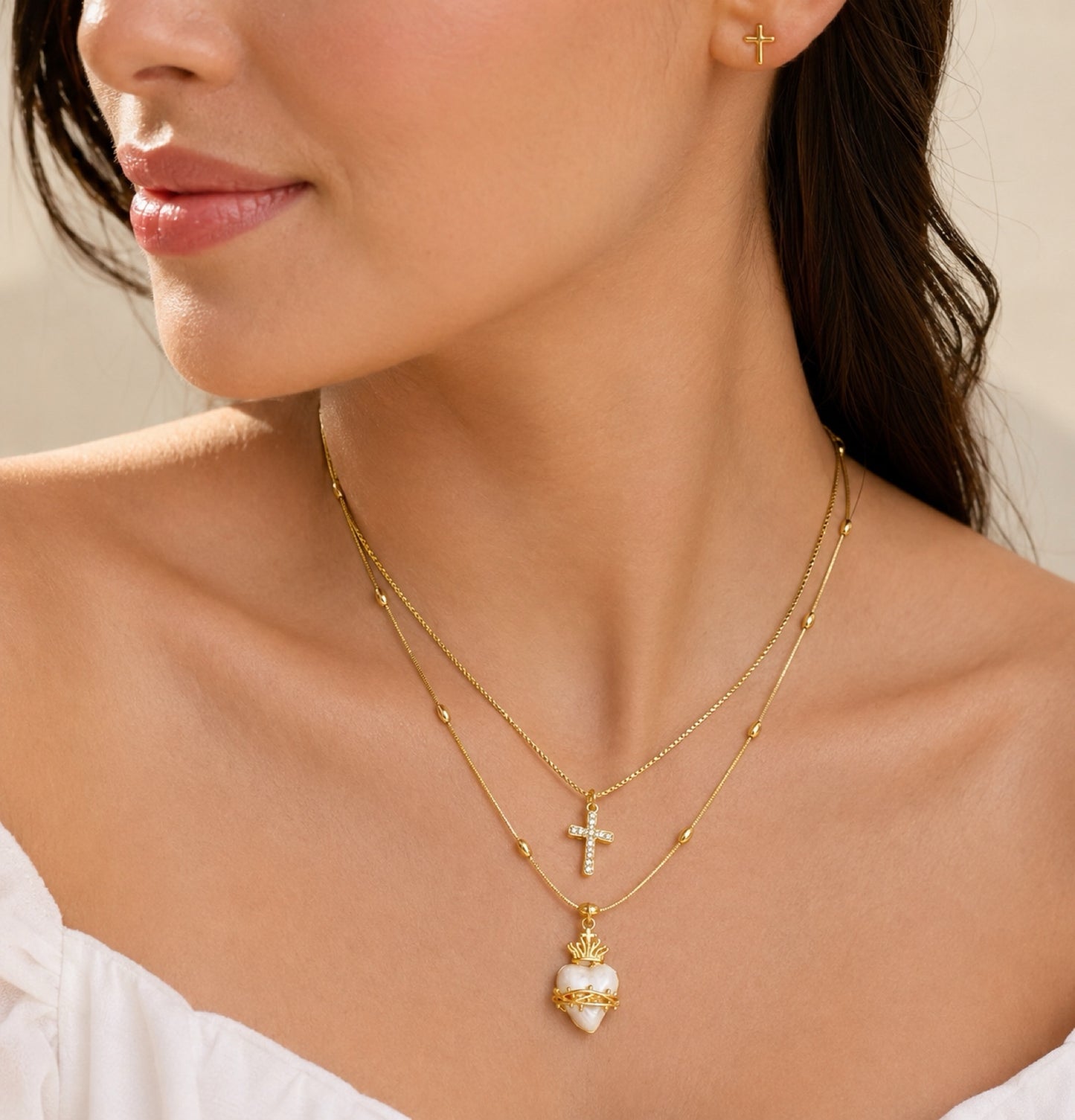 RA7274 - JUEGO EN RODIO DOBLE CADENA