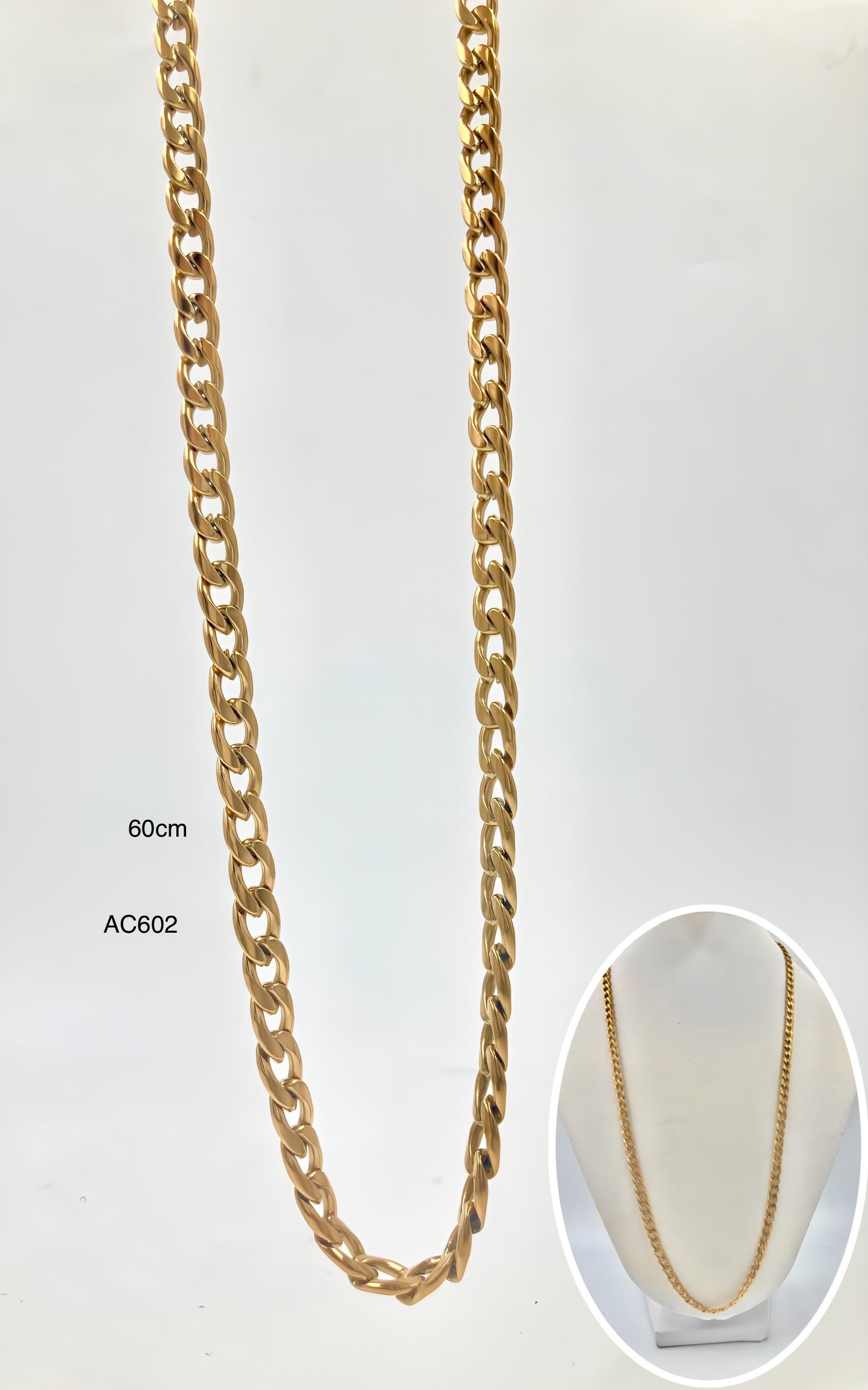 AC602 - CADENA CUBANA EN ACERO 60CM